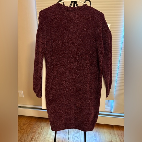 HARLOW & ROSE Plum Purple Textured Knit Soft Comfortable Pullover Sweater Dress - Picture 4 of 4